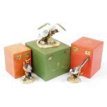 Three boxed Royal Crown Derby bird ornaments, to include Bullfinch, 12cm wide, Long Tailed Tit, 16cm