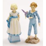 Two Royal Worcester figures, to include Monday's Child Is Fair Of Face, 17cm high, and a Parakeet, 1