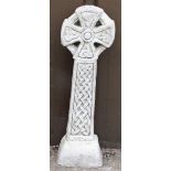 A reconstituted stone Celtic cross, 62cm high.