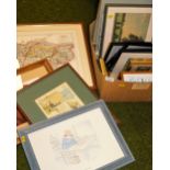 Various pictures and prints, coloured map of Kent, prints of animals, limited edition print to the c