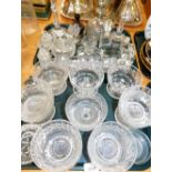 A group of various glassware, to include knife rests, paperweights, miniature bottles, candlesticks,
