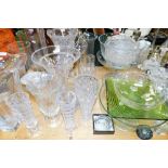 A large quantity of glassware, to include mainly vases, miniature Caithness vase, cake stand, etc.