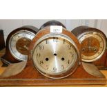 A group of oak cased mantel clocks, mainly 50s and later, to include Smiths, Enfield, etc. (4)