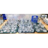 Various glassware, drinking glasses, rummers, wine glasses, etc. (5 trays)