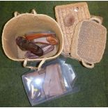 Various wicker baskets, ladies shoes, etc. (a quantity)