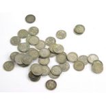 Fifty pre 1946 sixpence coins, approx 136g.