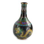 A 20thC Chinese cloisonne vase, of bulbous form with cylindrical stem, profusely decorated with a fi