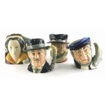 Four Royal Doulton character jugs, Captain Ahab, Beefeater, Catherine Howard and City Gent (AF). (4
