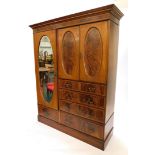 An Edwardian mahogany boxwood strung and satinwood cross banded compactum wardrobe, with top with a