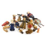 Various souvenir and child's dolls, to include sailor with articulated limbs, 20cm high, oriental fi