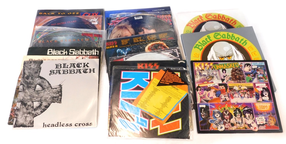 A quantity of Ozzy Osbourne and Black Sabbath 12 inch singles and albums, to include volumes 1 & 2 B