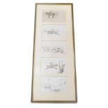 20thC School. Horse racing scenes, pen and ink, 12cm x 19cm. (5)