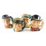 Four Royal Doulton character jugs, Mad Hatter, Paddy, The Walrus and Carpenter and Robinson Crusoe.