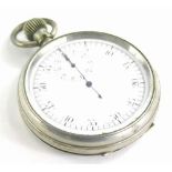A early 20thC silver plated stopwatch, with enamel dial, 5cm diameter.
