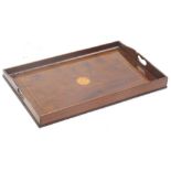 An Edwardian mahogany inlaid two handled galleried tray, 59cm wide.