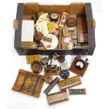 Various bygones, collectables, packing, advertising etc., an early 20thC wooden cased volt meter, 17