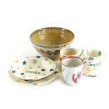 Various Emma Bridgewater and other similar pottery items, to include barn owl cup, 10cm high, garden