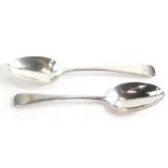 A pair of George III silver Old English pattern serving spoons, with engraved H monogram, London 178