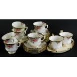 A Royal Albert Concerto pattern part service, comprising serving dish, eight cups, 5cm high, side pl