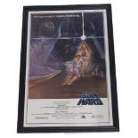 A 1977 Star Wars poster, copyrighted, one sheet-style A number 77/21, framed and glazed, 104cm x 68c