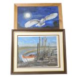 A Moore. Brancaster Staithes, oil on paper, 36cm x 46cm, and an acrylic signed by AV Taafe. (2)