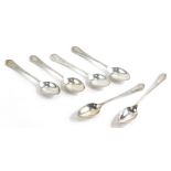 A set of six Victorian silver teaspoons, with decorated handles, Sheffield 1898, 2¼oz.