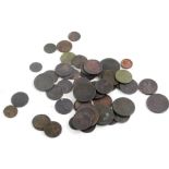 Fifty various old coins, to include eight cartwheel pennies.