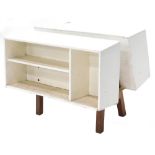 An Isokon Donkey bookcase, after the design by Ernst Race (1913-1964), unmarked, (AF), 43cm wide.