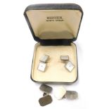 Two pairs of cufflinks, to include a pair of silver engine turned design cufflinks, in fitted case,