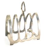 A George VI silver four division toast rack, of arched form, Sheffield 1937, 3½oz.