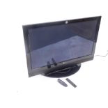 An LG 50 inch LCD television model no. 50PC56, with associated remote, etc. (AF)