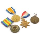 A WWI 1914-18 Campaign medal awarded to a Corporal H Peet of The South Staffordshire Regiment, a Vic