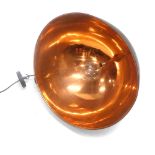 A industrial type copper light fitting, with polished and pewter finish, 62cm diameter.