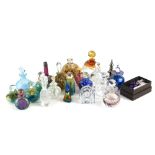 Various Mdina and other studio glass perfume bottles, etc., to include one in white floral and bird