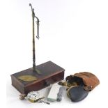 A quantity of miscellaneous items, to include a 19thC set of scales, a coal painted spelter figure o