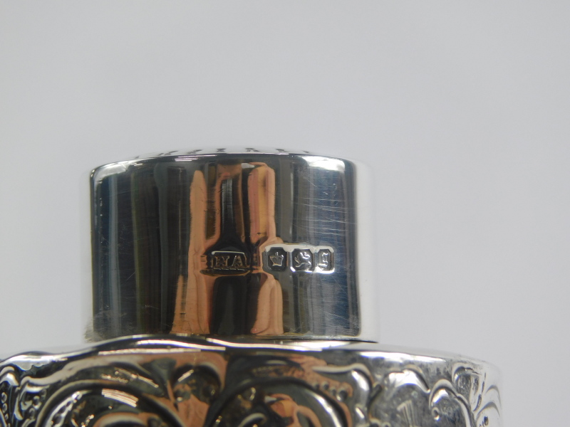 A late Victorian silver dressing table jar and cover, by Atkin Brothers, of cylindrical form, decora - Image 2 of 2