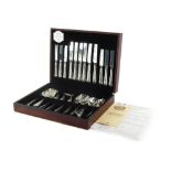 A Butler of Sheffield Cavandish collection canteen of silver plated cutlery, in original case.
