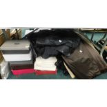A quantity of ladies shoes, jackets, suitcase, etc. (contents of under 1 table)