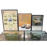 Five MG posters, framed and glazed, comprising The MGB Limited Edition, 82cm x 60cm., The Heritage