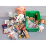 A group of mixed dolls and toys, cuddly toys, nationality dolls, collectors figures, plastic bodies,