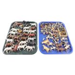 Britains and other painted lead farm yard animals, to include shire and other horses, cattle, recumb