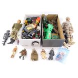 Action Men and Star Wars figures, Corgi, Lledo and other die cast vintage trucks, etc. (a quantity)