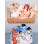 A group of collectors dolls, to include crawling baby, Eastern style figure, material and plastic bo