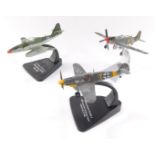 Three Corgi aviation archive models of World War II fighter planes, scale 1:72, comprising a Messers