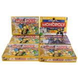 Six Monopoly sets, including The Simpsons, three different editions, boxed.