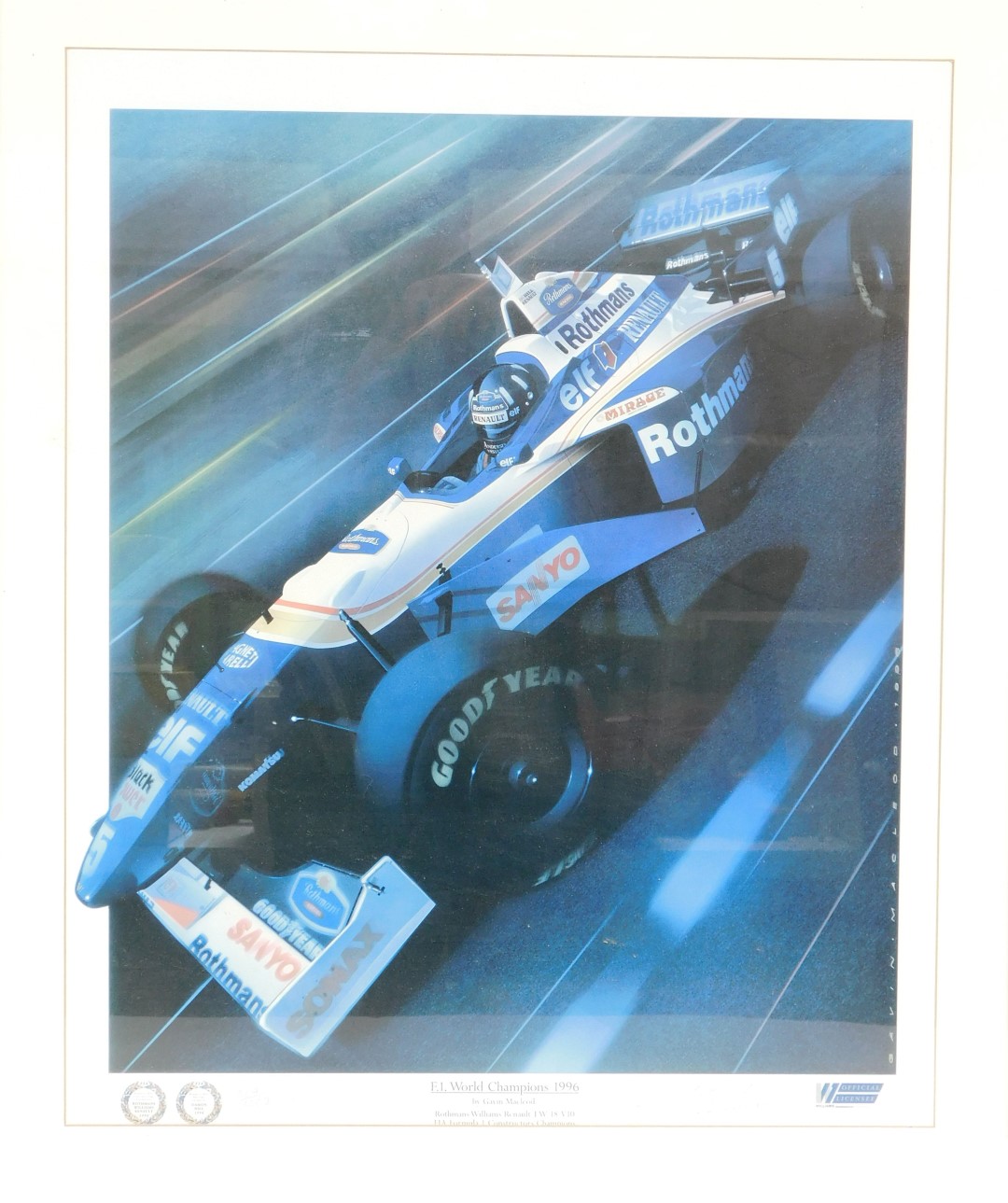 A Williams Formula 1 World Champions 1996 limited edition print, by Gavin Macleod, signed, 504/1000,