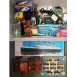 A scale model of The RMS Titanic., Corgi and other die cast vehicles, to include Batmobile battery o