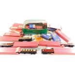 A Hornby OO gauge train set, to include coaches and wagons, signal junction, track, and brochures, s