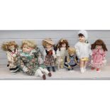 A group of collectors dolls, each ceramic, to include the Leonard collection, Dolls of Distinction A