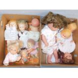 A group of dolls, all plastic limbed, and unmarked. (2 boxes)